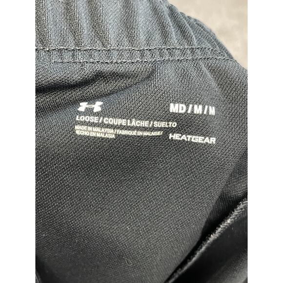 Under Armour Shorts Womens M Black White Loose Fit Unlined W/Pockets Heatgear - Picture 7 of 9